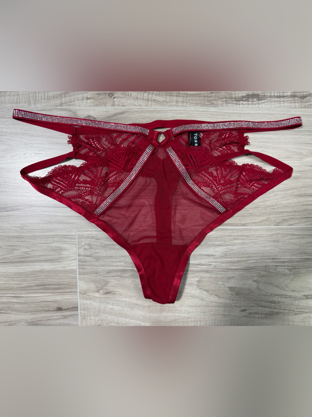 NWOt torrid Red Lace & Rhinestone Mesh Thong - torrid size 1